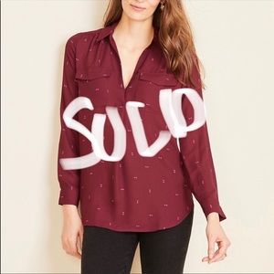Ann Taylor maroon & pink camp blouse